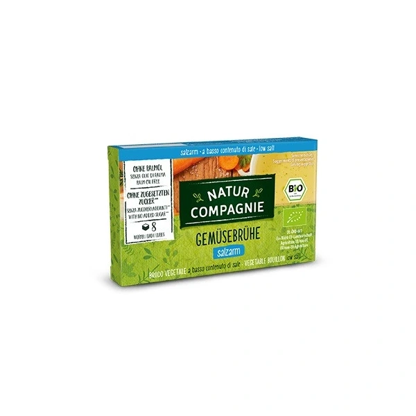 Bulion - kostki warzywne bez dodatku cukrów o niskiej zawartości soli bio (8 x 8,5 g) 68 g - natur compagnie