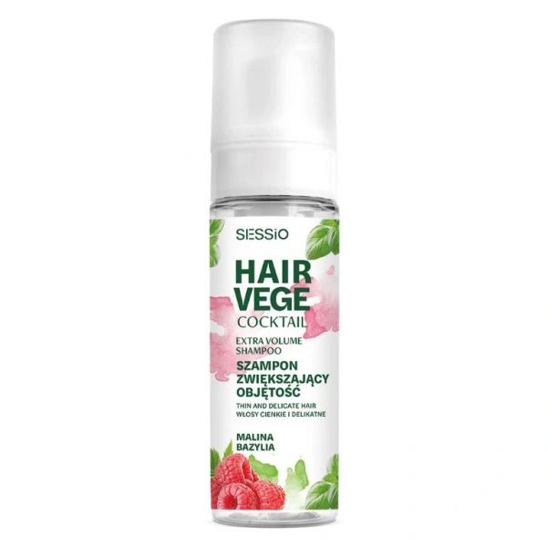 Sessio Hair Vege Szampon w piance zwiększający objętość włosów - Malina i Bazylia 175g