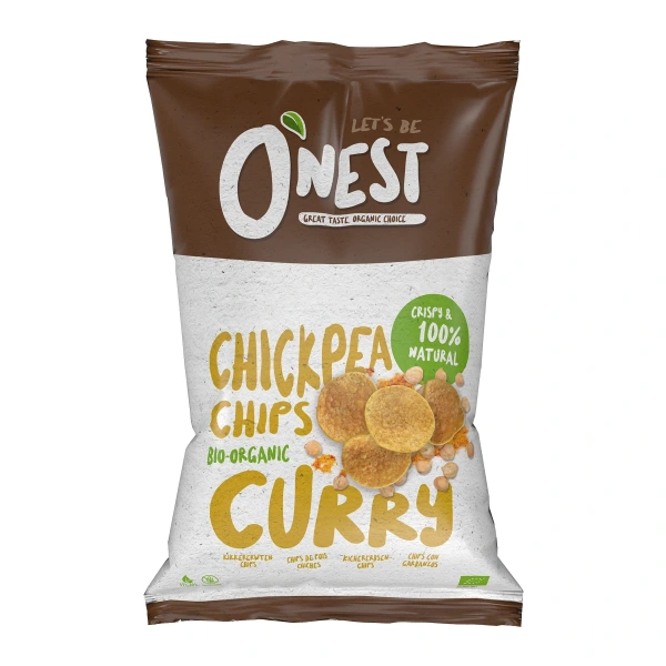 Chipsy z ciecierzycy z curry bezglutenowe bio 75 g - o'nest