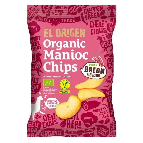 Chipsy z manioku o smaku bekonu wegańskie bezglutenowe bio 60 g - el origen