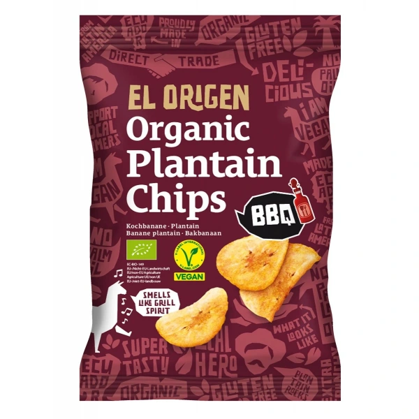 Chipsy z plantana bbq bezglutenowe bio 80 g - el origen