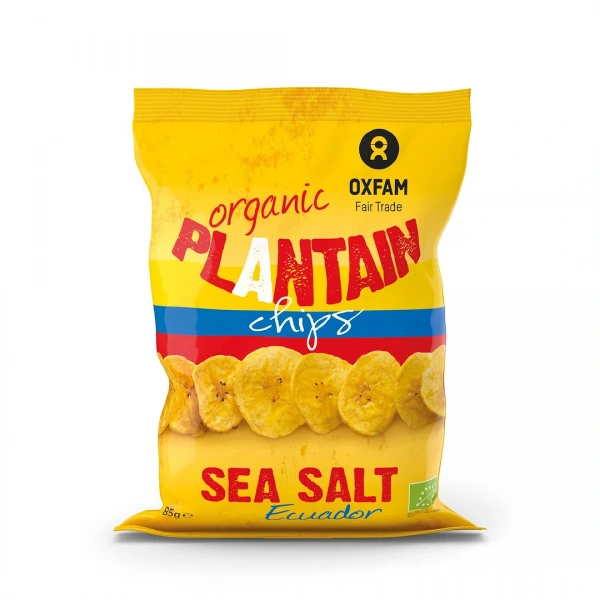 Chipsy z plantana z solą morską fair trade bio 85 g - oxfam