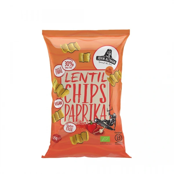 Chipsy z soczewicy paprykowe bezglutenowe bio 75 g - john altman