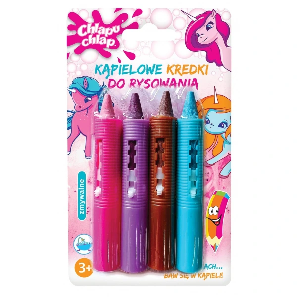 CHLAPU CHLAP Kąpielowe Kredki do rysowania Unicorn 1op.-4szt