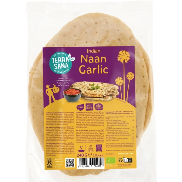 Chleb naan czosnkowy bio 240 g - terrasana