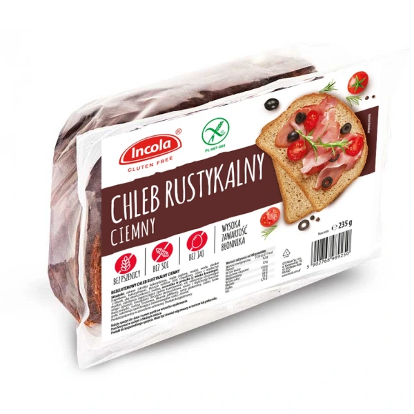 Chleb rustykalny ciemny bezglutenowy 235 g - incola