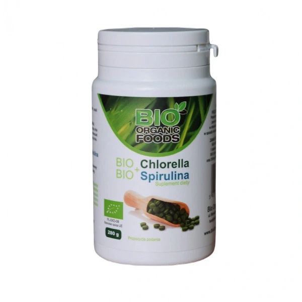 Chlorella pyrenoidosa + spirulina bio 560 tabletek - bio organic foods