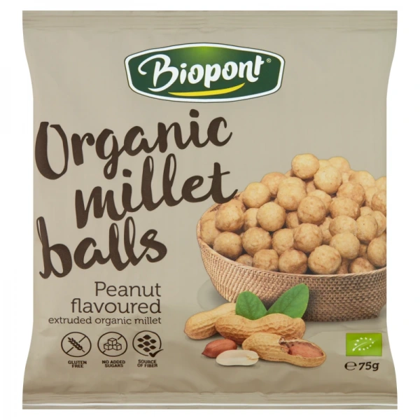 Chrupki jaglane z orzeszkami ziemnymi prażonymi bezglutenowe bio 75 g - biopont