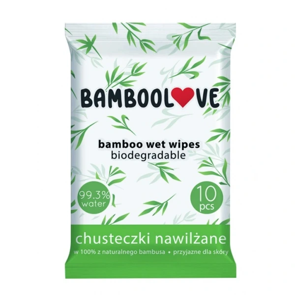 Chusteczki bambusowe nawilżane 10 szt. - bamboolove