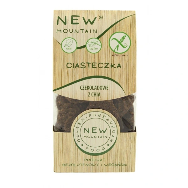 Ciastka owsiano - czekoladowe z chia bezglutenowe 200 g - new mountain