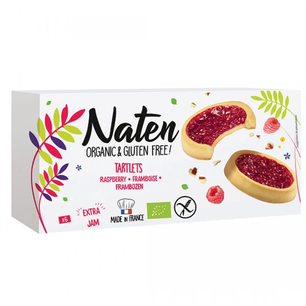 Ciastka tartaletki z dżemem malinowym bezglutenowe bio 130 g - naten