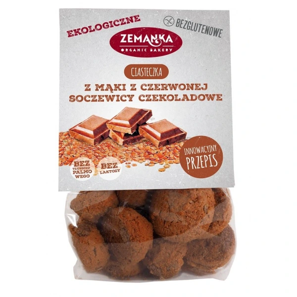 Ciastka z mąki z czerwonej soczewicy czekoladowe bezglutenowe bio 100 g - zemanka