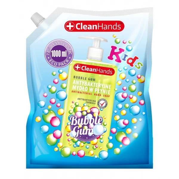 CLEAN HANDS Antybakteryjne mydło do rąk dla dzieci guma balonowa zapas 1000 ml
