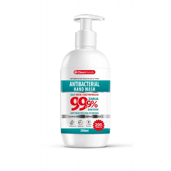 CLEANHANDS Hand Wash Mydło antybakteryjne w płynie Bio formuła 99,9% 300 ml