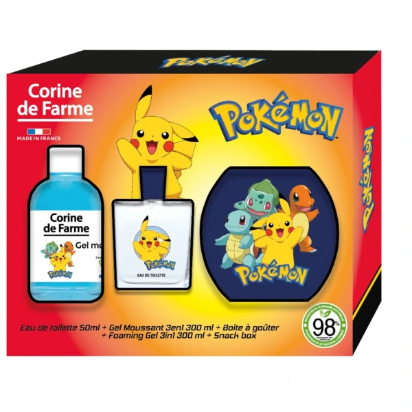 CORINE DE FARME Zestaw prezentowy Pokemon (woda toaletowa 30ml + Żel pieniący 3w1 300ml + Pudełko na przekąski)