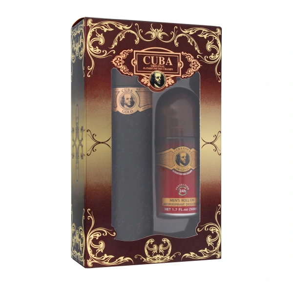 CUBA Zestaw prezentowy dla mężczyzn Gold (Woda toaletowa spray 100 ml + Dezodorant roll-on 50 ml)