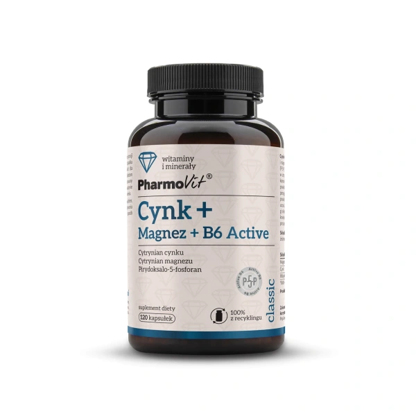 Cynk + magnez + witamina b6 active bezglutenowy 120 kapsułek - pharmovit
