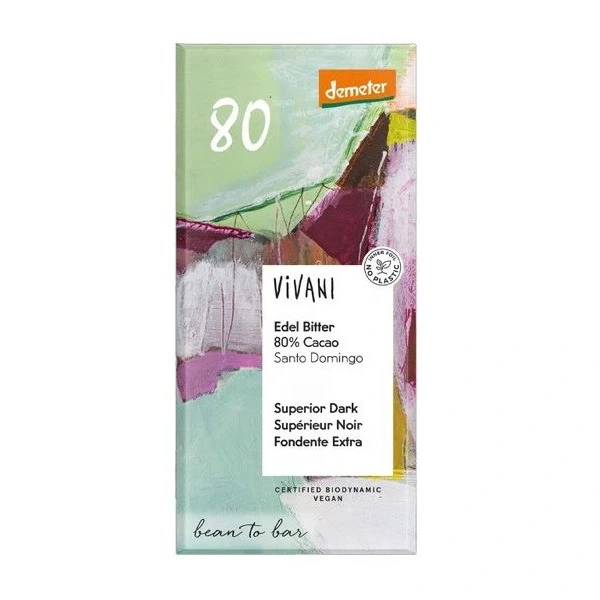 Czekolada gorzka 80 % santo domingo demeter bio 90 g - vivani