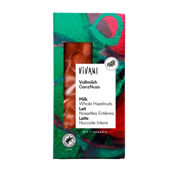 Czekolada mleczna z całymi orzechami laskowymi bio 100 g - vivani