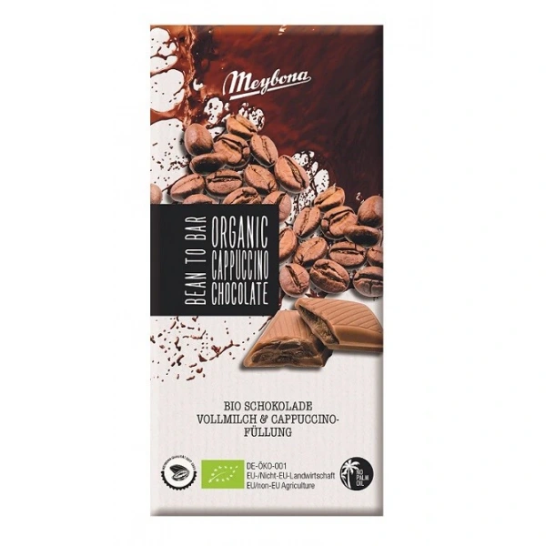 Czekolada mleczna z nadzieniem o smaku cappuccino bio 100 g - meybona