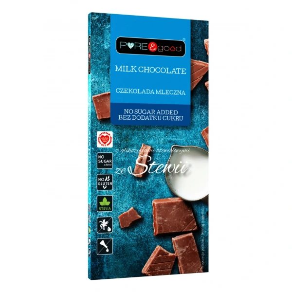 Czekolada mleczna ze stewią bez dodatku cukrów bezglutenowa 100 g - pure and good