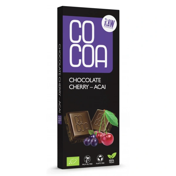 Czekolada surowa wiśnia - acai bio 40 g - cocoa
