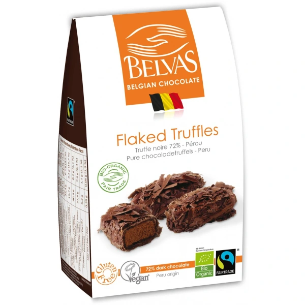 Czekoladki belgijskie trufle z gorzką czekoladą fair trade bezglutenowe bio 100 g - belvas