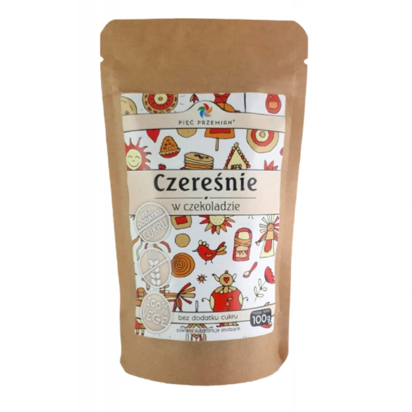 Czereśnie w czekoladzie bez dodatku cukrów bezglutenowe 100 g - pięć przemian