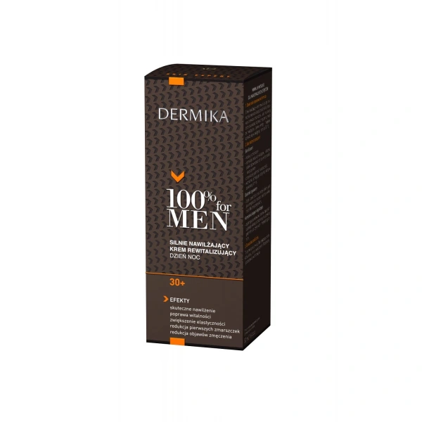 Dermika 100% for Men Krem 30+ silnie nawilżający i rewitalizujący na dzień i noc  50ml