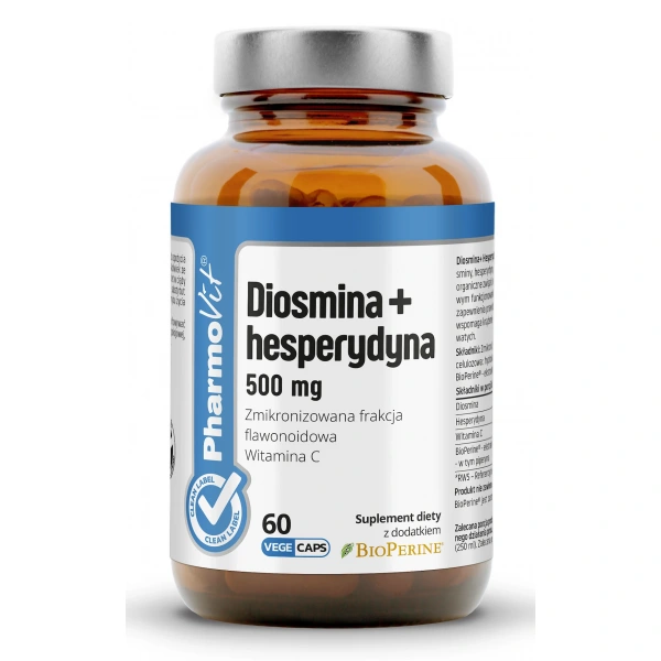 Diosmina + hesperydyna (500 mg) bezglutenowa 60 kapsułek - pharmovit (clean label)