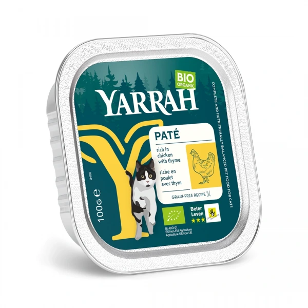 (dla kota dorosłego) pasztet z kurczaka z tymiankiem bio 100 g - yarrah
