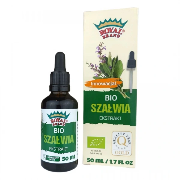 Ekstrakt z szałwii w kroplach bio 50 ml - royal brand