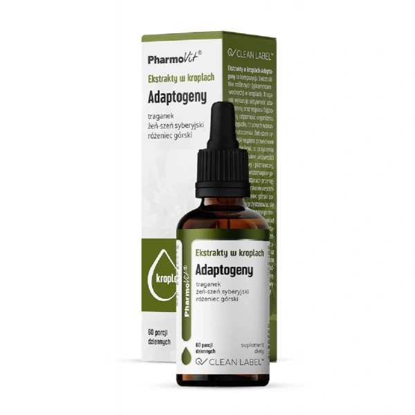Ekstrakty w kroplach adaptogeny bezglutenowe 30 ml - pharmovit