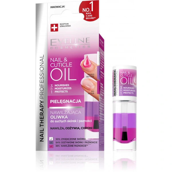 EVELINE Nail Therapy Professional Nawilżająca Oliwka 3w1 do suchych skórek i paznokci 8 ml