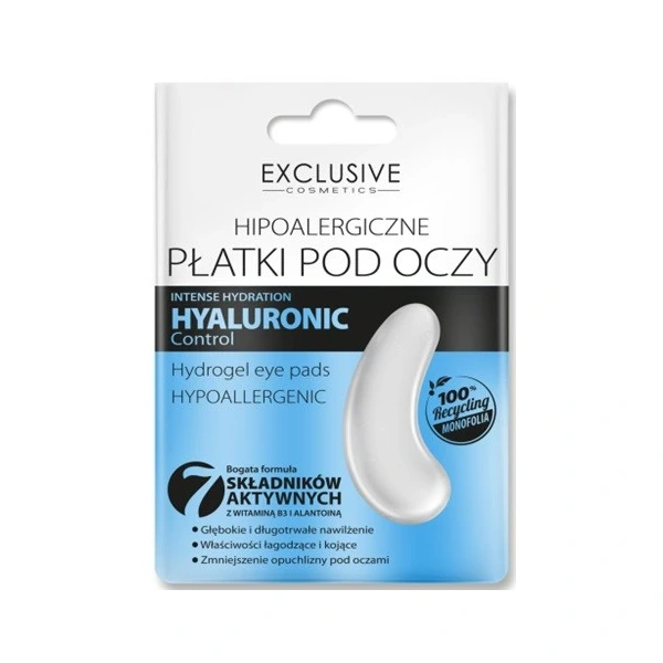EXCLUSIVE COSMETICS Hyaluronic Control Płatki hipoalergiczne pod oczy Nawilżające 1 para