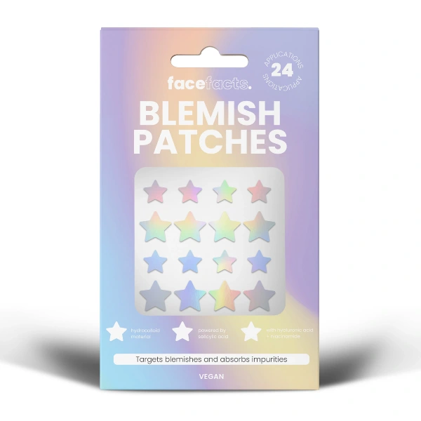 FACE FACTS Blemish Patches Plastry na wypryski - Holographic Stars  1op.-24szt