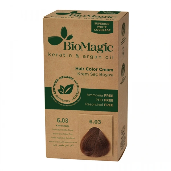 Farba do włosów ciemny złoty blond (6.03) 250 g - biomagic