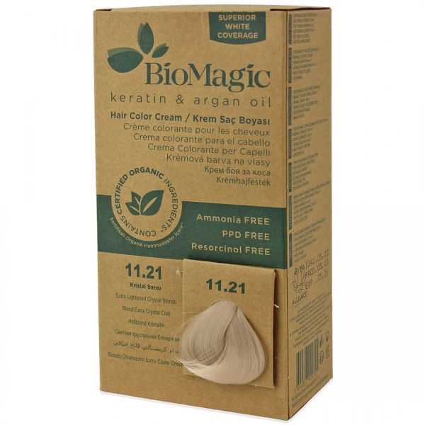 Farba do włosów extra jasny kryształowy blond (11.21) 250 g - biomagic
