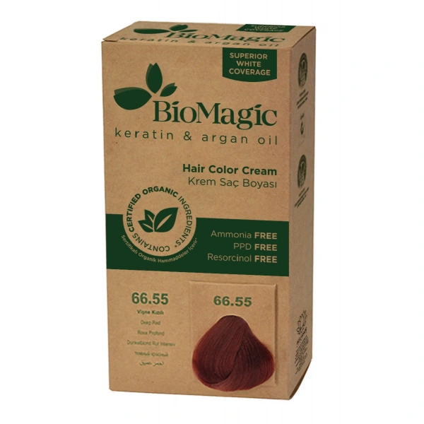 Farba do włosów głęboka czerwień (66.55) 250 g - biomagic
