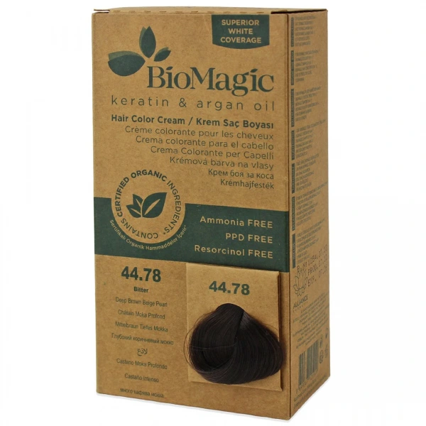 Farba do włosów głęboki perłowy brąz (44.78) 250 g - biomagic