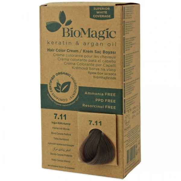 Farba do włosów intensywny popielaty blond (7.11) 250 g - biomagic