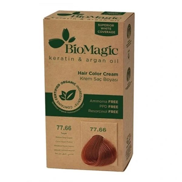 Farba do włosów średnio ciemna miedź (77.66) 250 g - biomagic