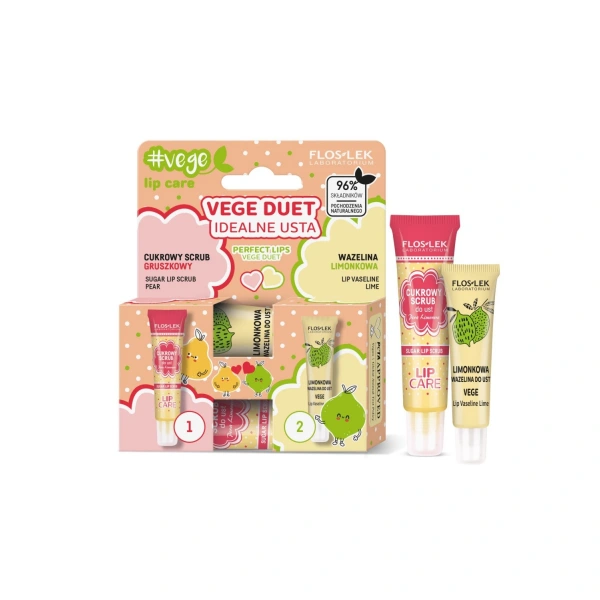 FLOS-LEK Lip Care Vege Duet Idealne Usta ( scrub gruszkowy 14g + wazelina limonkowa 10g)