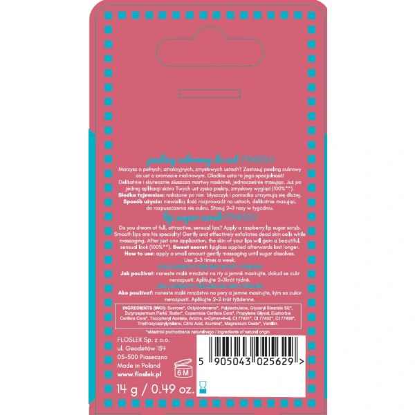 FLOS-LEK Peeling cukrowy do ust Pinkish 14 g