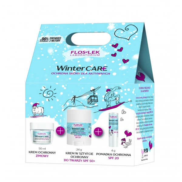 FLOS-LEK Zestaw prezentowy Winter Care Krem ochronny zimowy 50 ml + Krem w sztyfcie ochronny 20 g  + Pomadka ochronna spf 20 4 g