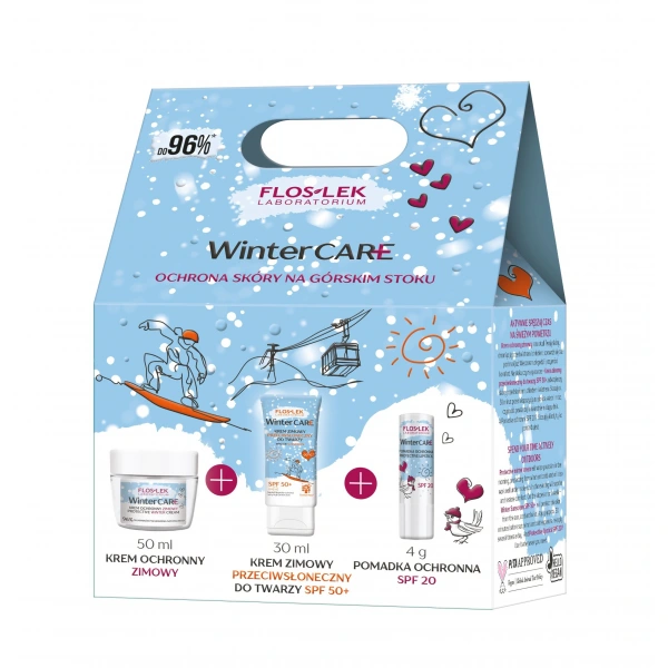 FLOS-LEK Zestaw prezentowy Winter Care ( krem zimowy p/słoneczny 30 ml + krem ochronny 50ml  + pomadka ochronna spf 20 4 g)