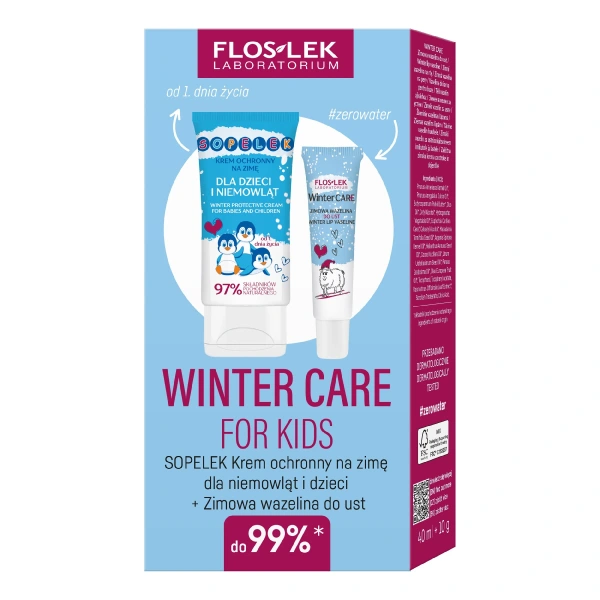 FLOS-LEK Zestaw prezentowy Winter Care Sopelek Krem ochronny na zimę dla dzieci + Zimowa wazelina do ust