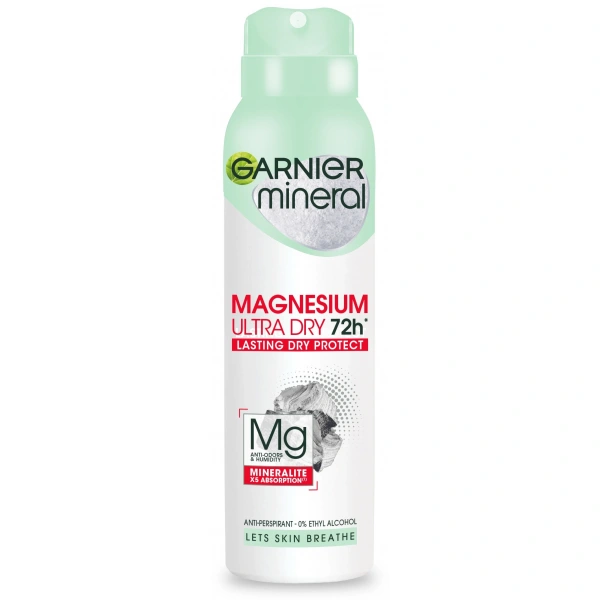 GARNIER Mineral Dezodorant spray Magnesium Ultra Dry 72h - Lasting Dry Protect 150 ml