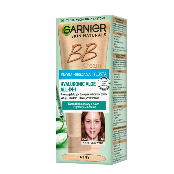 GARNIER Skin Naturals Krem tonujący BB Hyaluronic Aloe All-in-One - jasny - cera tłusta i mieszana 50 ml