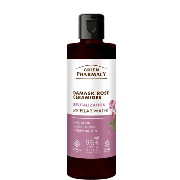 GREEN PHARMACY Róża Damasceńska + Ceramidy Rewitalizująca Woda micelarna do demakijażu twarzy 200 ml